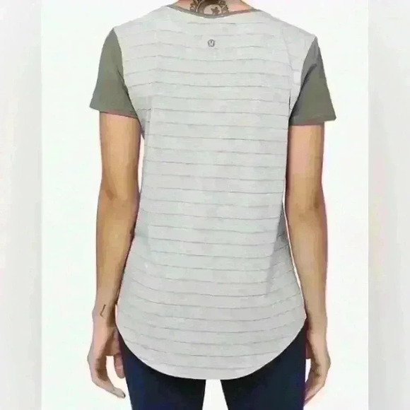 Lululemon Love Crew III 
Short Serve Stripe Heathered Core Light Grey Grey Sage - Picture 4 of 14